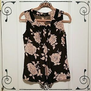 Talbots Sleeveless Black & Pink Blouse